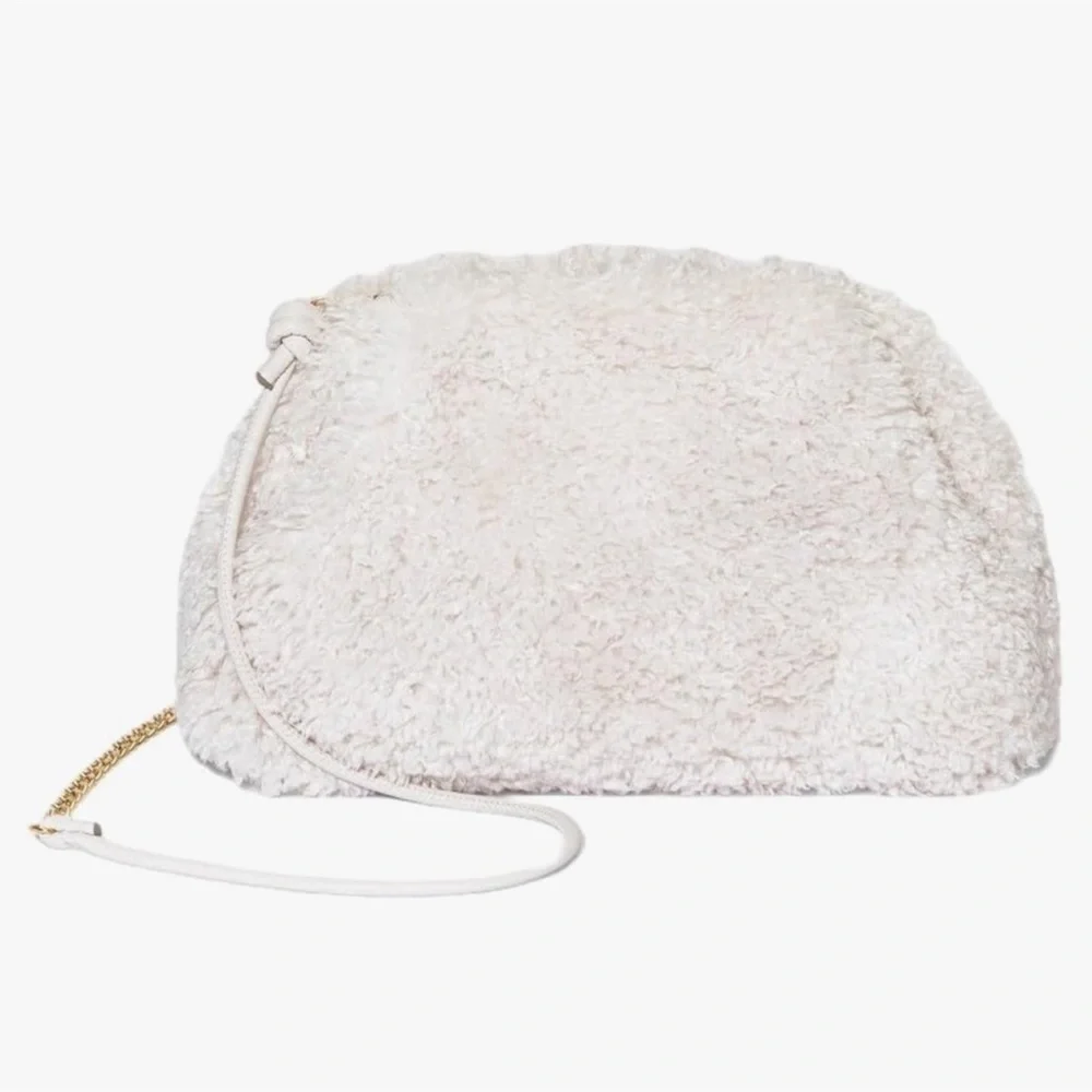 A New Day Ivory Faux Fur Clutch Crossbody Shoulder Bag - Picture 2 of 16